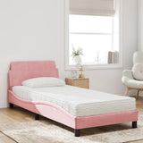 Lit avec matelas rose 90x200 cm velours