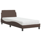 Lit avec matelas marron 90x200 cm similicuir