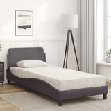 Lit avec matelas gris 90x200 cm similicuir