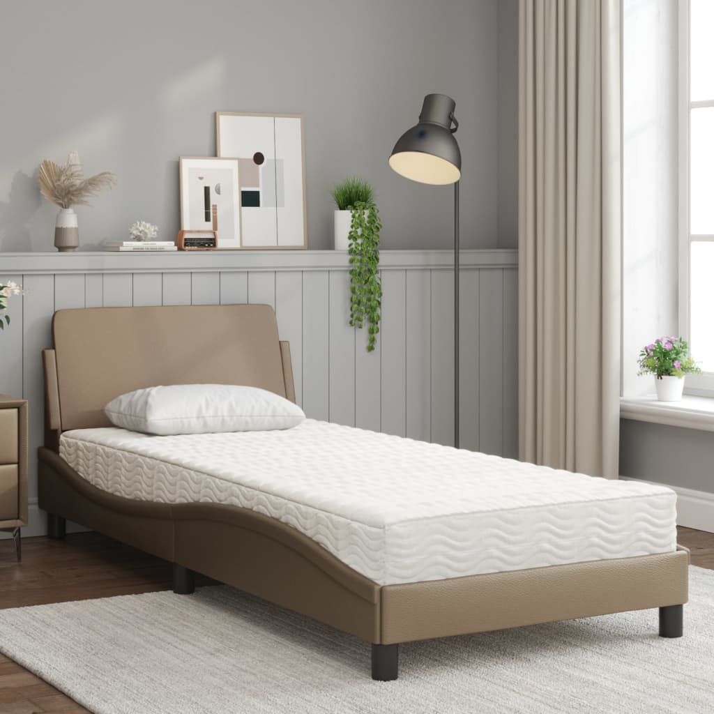 Lit avec matelas cappuccino 90x200 cm similicuir