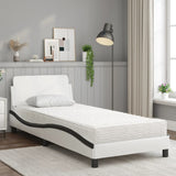 Lit avec matelas blanc et noir 90x200 cm similicuir