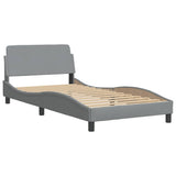 Lit avec matelas gris clair 100x200 cm tissu