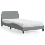 Lit avec matelas gris clair 100x200 cm tissu