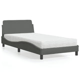 Lit avec matelas gris foncé 100x200 cm tissu