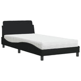 Lit avec matelas noir 100x200 cm tissu