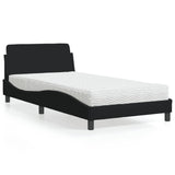 Lit avec matelas noir 100x200 cm tissu