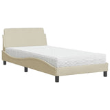 Lit avec matelas crème 100x200 cm tissu