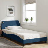 Lit avec matelas bleu 100x200 cm tissu