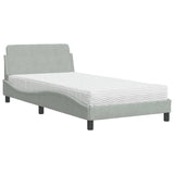 Lit avec matelas gris clair 100x200 cm velours