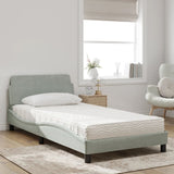 Lit avec matelas gris clair 100x200 cm velours