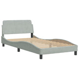 Lit avec matelas gris clair 100x200 cm velours