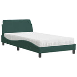 Lit avec matelas vert foncé 100x200 cm velours