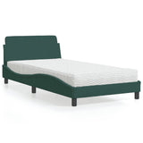 Lit avec matelas vert foncé 100x200 cm velours