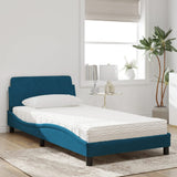 Lit avec matelas bleu 100x200 cm velours