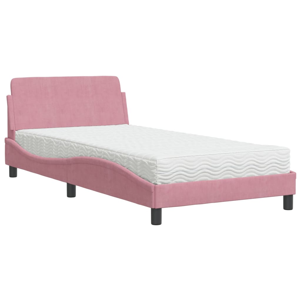 Lit avec matelas rose 100x200 cm velours