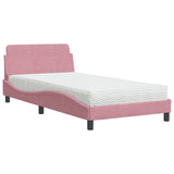 Lit avec matelas rose 100x200 cm velours