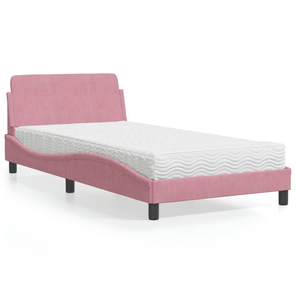 Lit avec matelas rose 100x200 cm velours