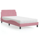 Lit avec matelas rose 100x200 cm velours