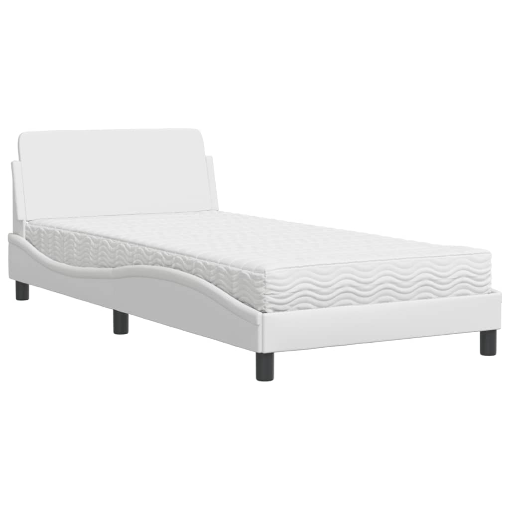 Lit avec matelas blanc 100x200 cm similicuir