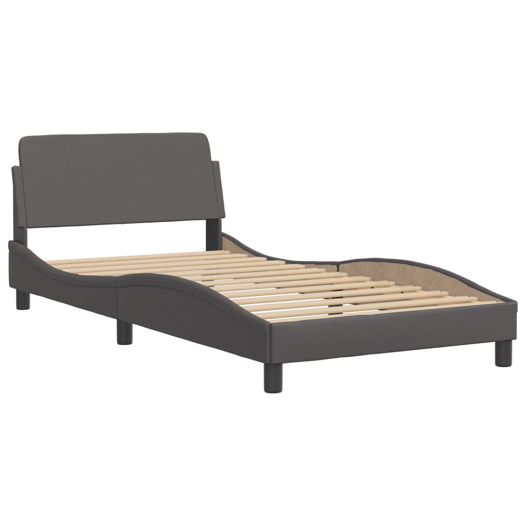 Lit avec matelas gris 100x200 cm similicuir