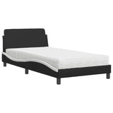 Lit avec matelas noir et blanc 100x200 cm similicuir