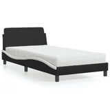 Lit avec matelas noir et blanc 100x200 cm similicuir