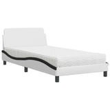 Lit avec matelas blanc et noir 100x200 cm similicuir