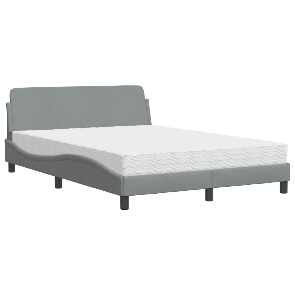 Lit avec matelas gris clair 120x200 cm tissu