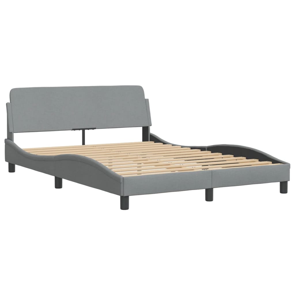 Lit avec matelas gris clair 120x200 cm tissu