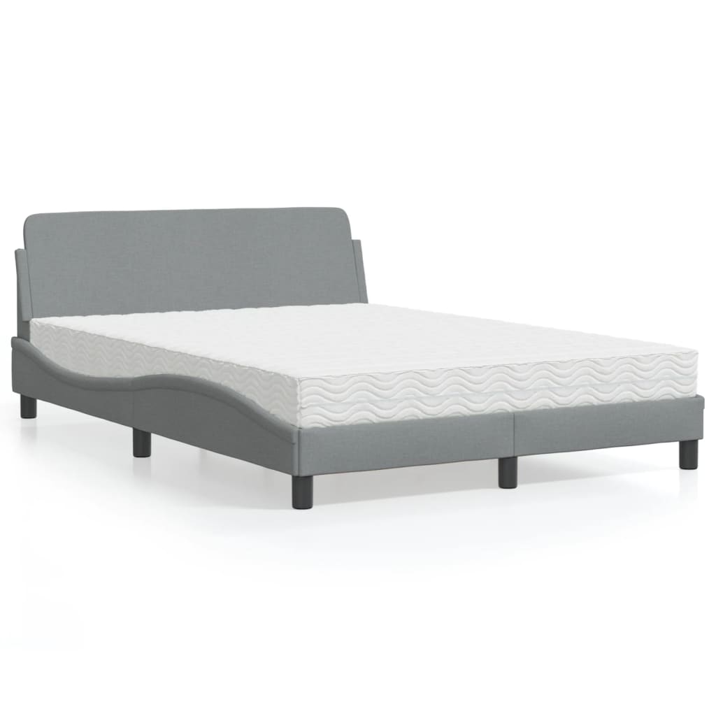 Lit avec matelas gris clair 120x200 cm tissu