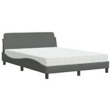 Lit avec matelas gris foncé 120x200 cm tissu