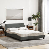 Lit avec matelas gris foncé 120x200 cm tissu