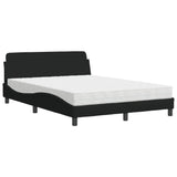 Lit avec matelas noir 120x200 cm tissu