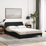 Lit avec matelas noir 120x200 cm tissu