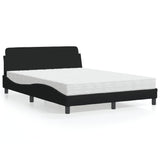 Lit avec matelas noir 120x200 cm tissu