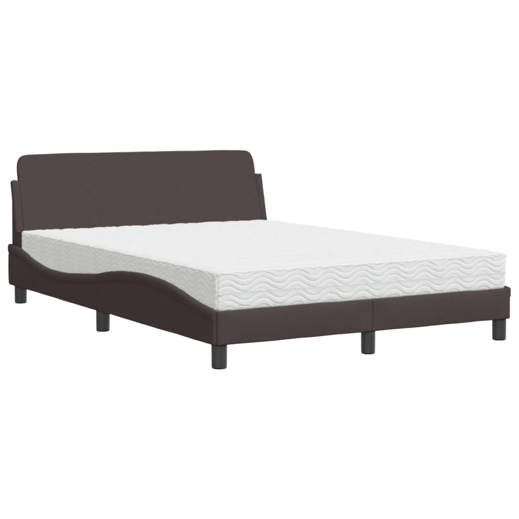 Lit avec matelas marron foncé 120x200 cm tissu