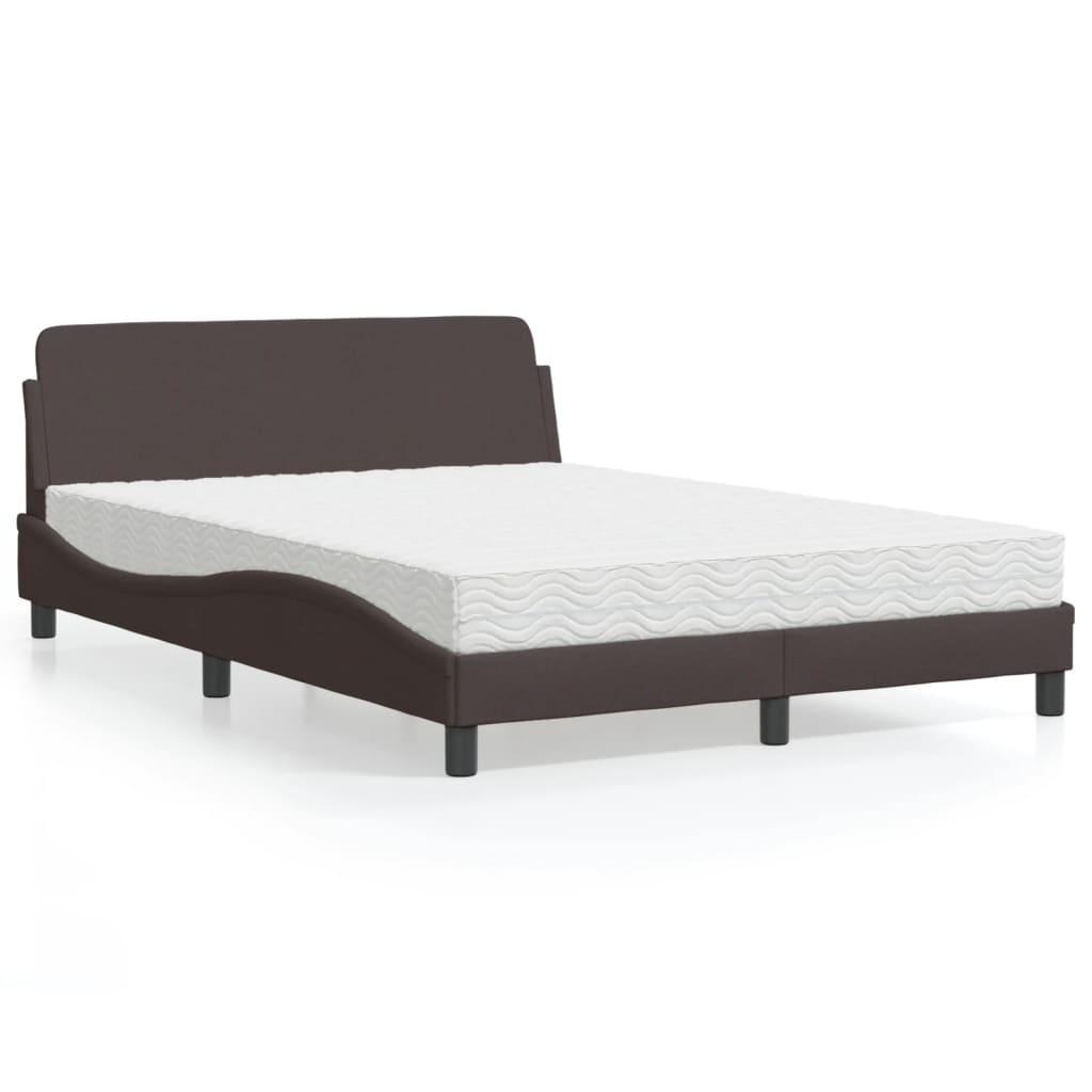 Lit avec matelas marron foncé 120x200 cm tissu