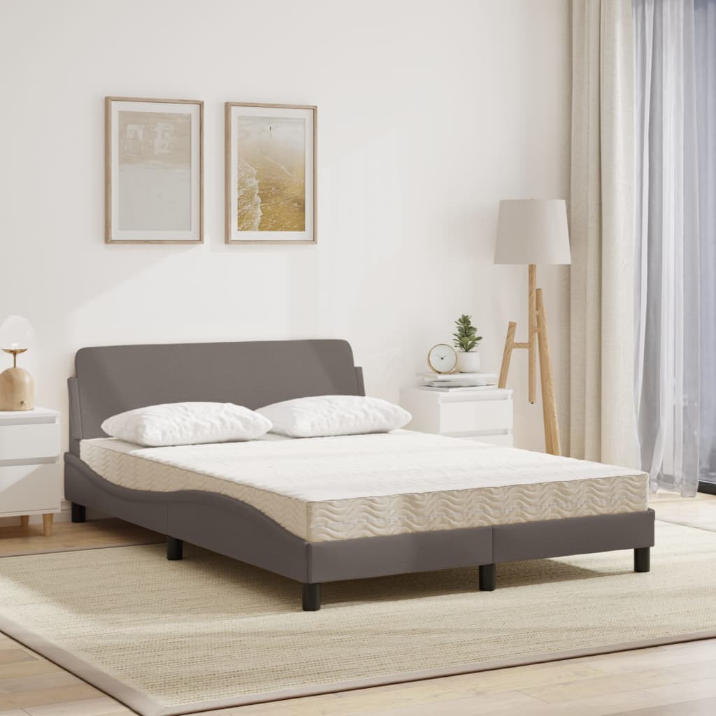 Lit avec matelas taupe 120x200 cm tissu