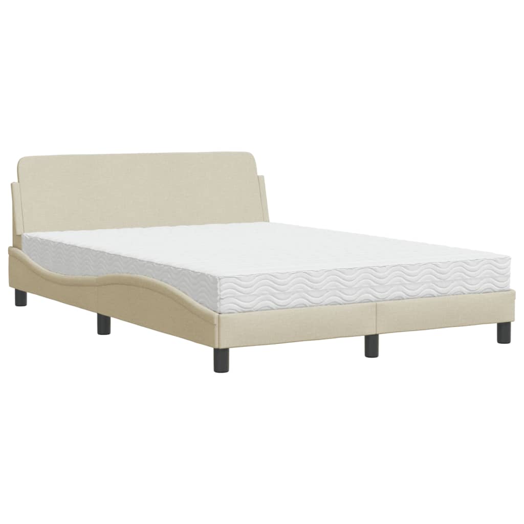 Lit avec matelas crème 120x200 cm tissu