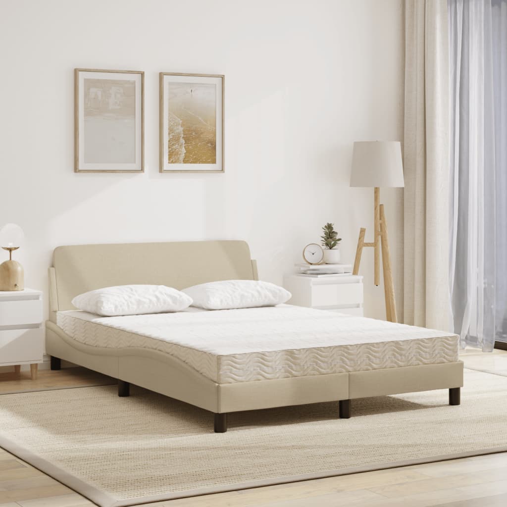 Lit avec matelas crème 120x200 cm tissu