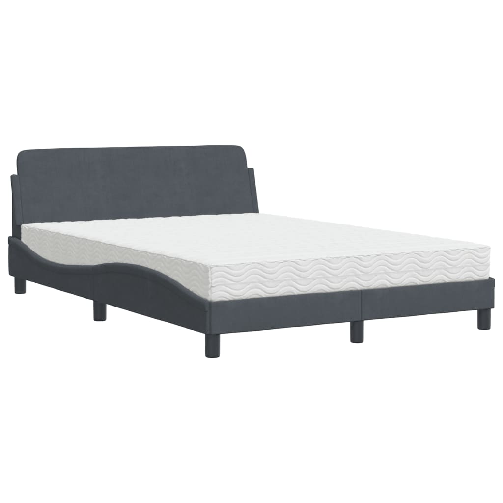 Lit avec matelas gris foncé 120x200 cm velours