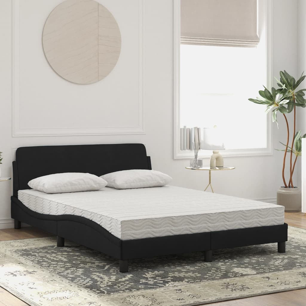 Lit avec matelas noir 120x200 cm velours