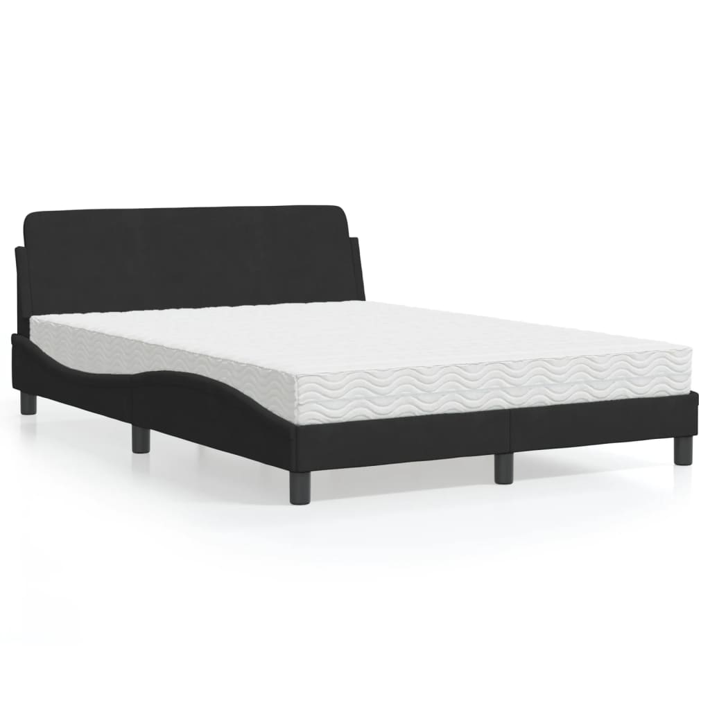 Lit avec matelas noir 120x200 cm velours