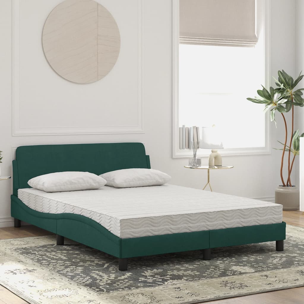 Lit avec matelas vert foncé 120x200 cm velours