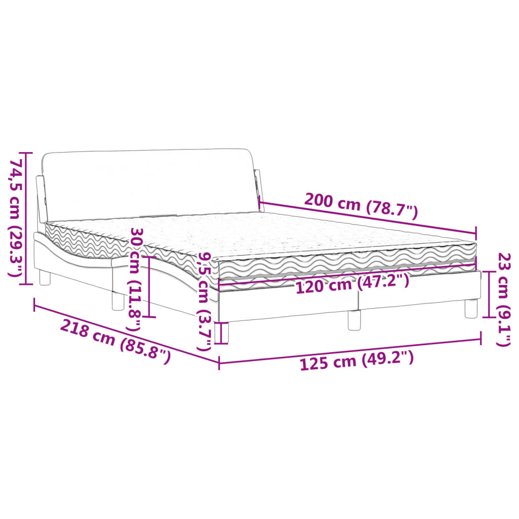 Lit avec matelas vert foncé 120x200 cm velours