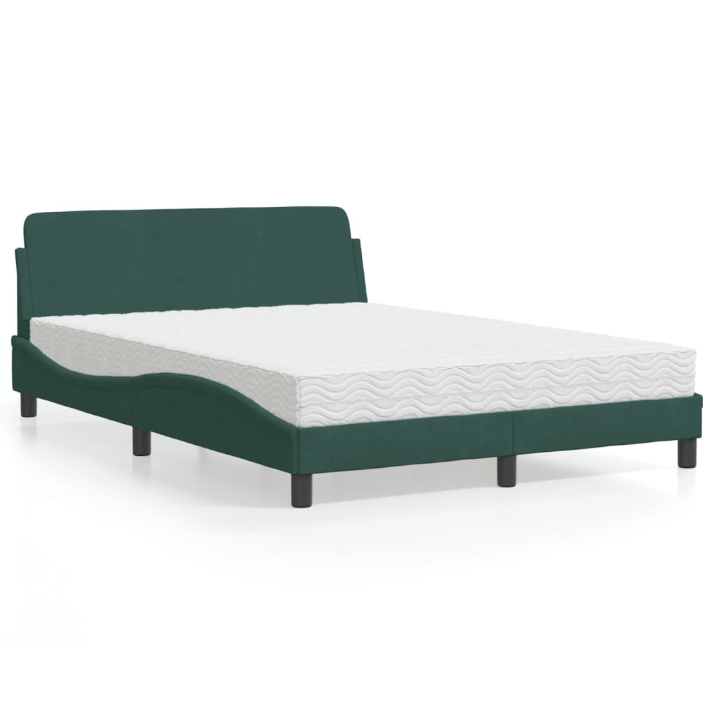 Lit avec matelas vert foncé 120x200 cm velours