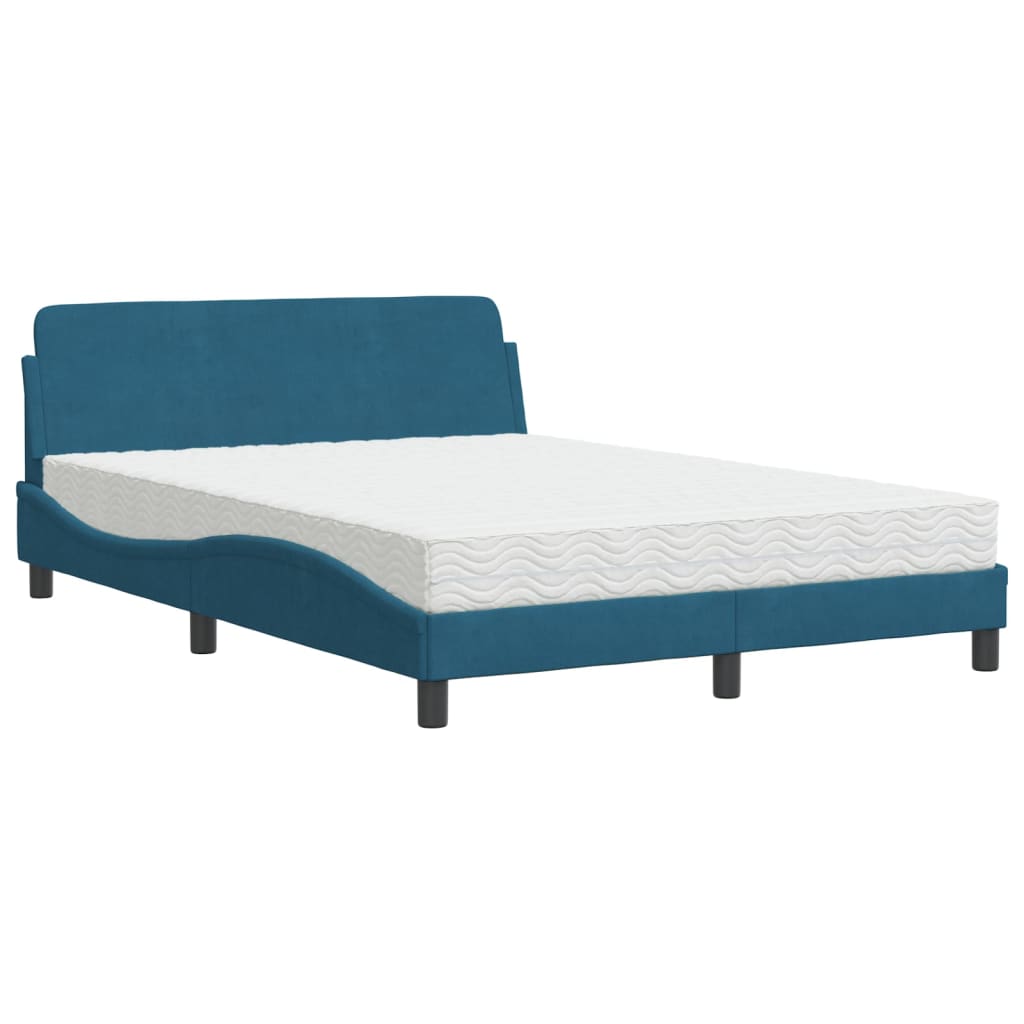 Lit avec matelas bleu 120x200 cm velours