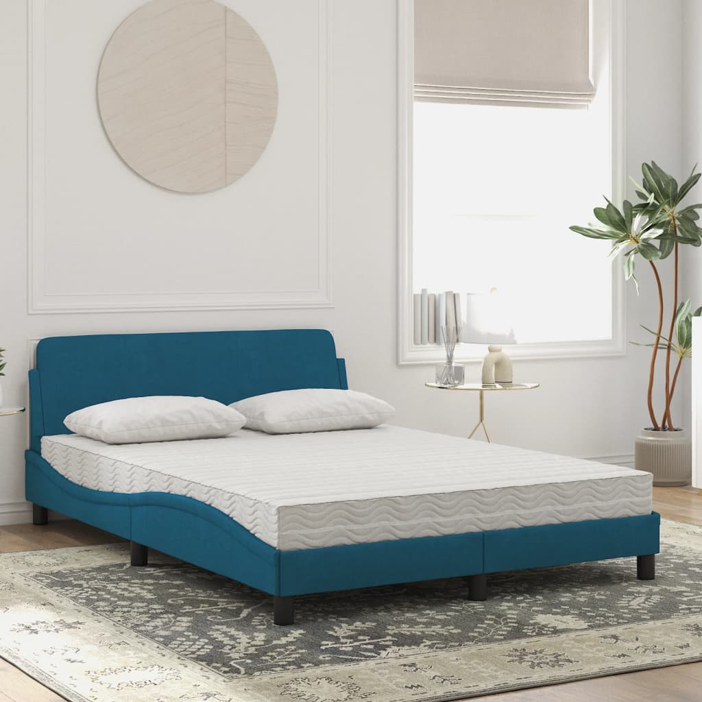 Lit avec matelas bleu 120x200 cm velours