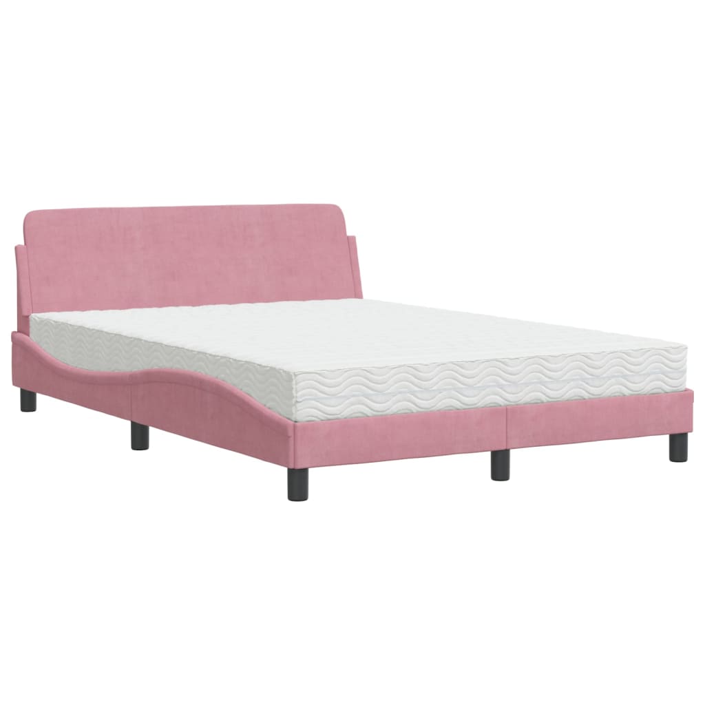 Lit avec matelas rose 120x200 cm velours