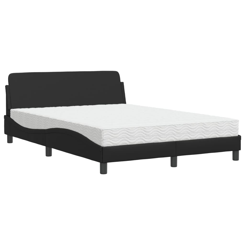 Lit avec matelas noir 120x200 cm similicuir